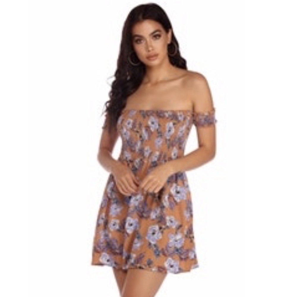 Windsor floral off- the-shoulder dress